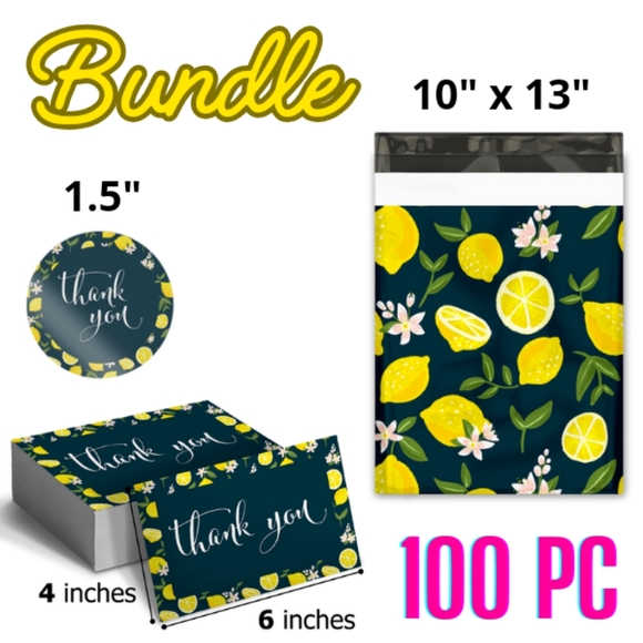 100 pc Lemon THEMED POLYMAILER Cards Stickers  BUNDLE - Picture 1 of 8
